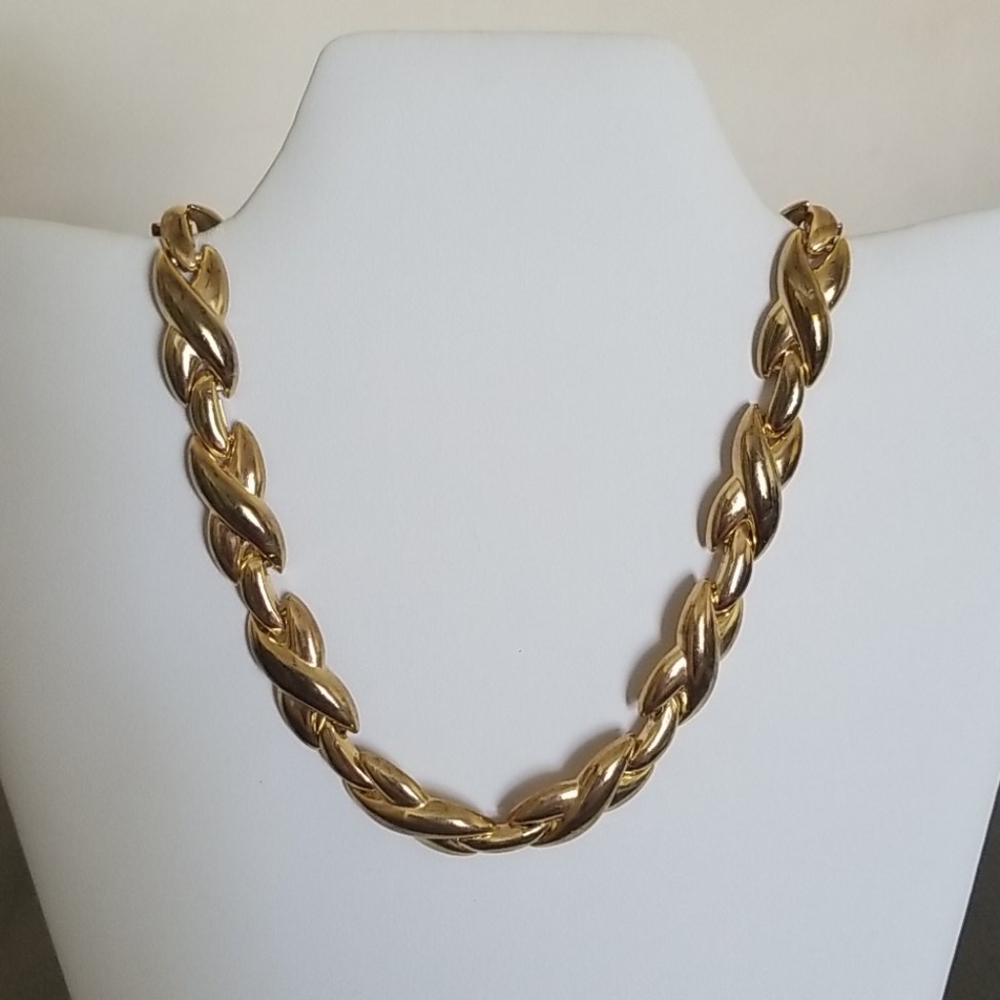 Gold Tone X Necklace